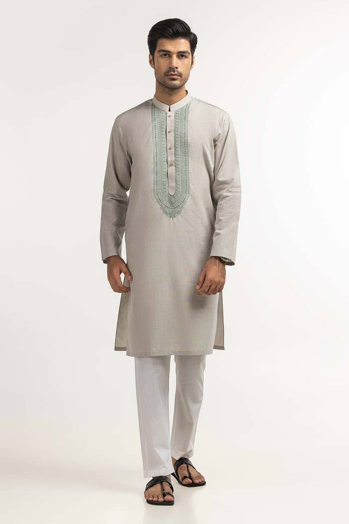 Gul Ahmed Ready to Wear Green Embroidered Kurta KR-EMB24-032