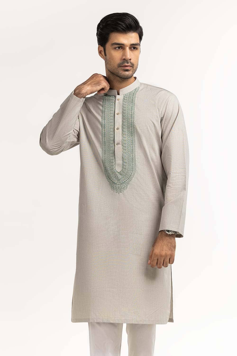 Gul Ahmed Ready to Wear Green Embroidered Kurta KR-EMB24-032