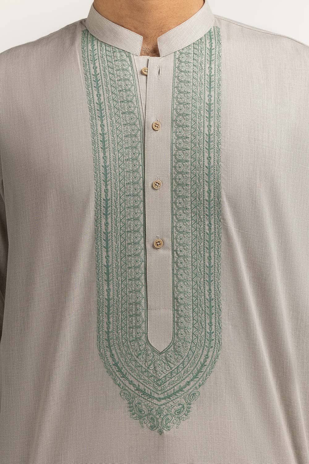 Gul Ahmed Ready to Wear Green Embroidered Kurta KR-EMB24-032