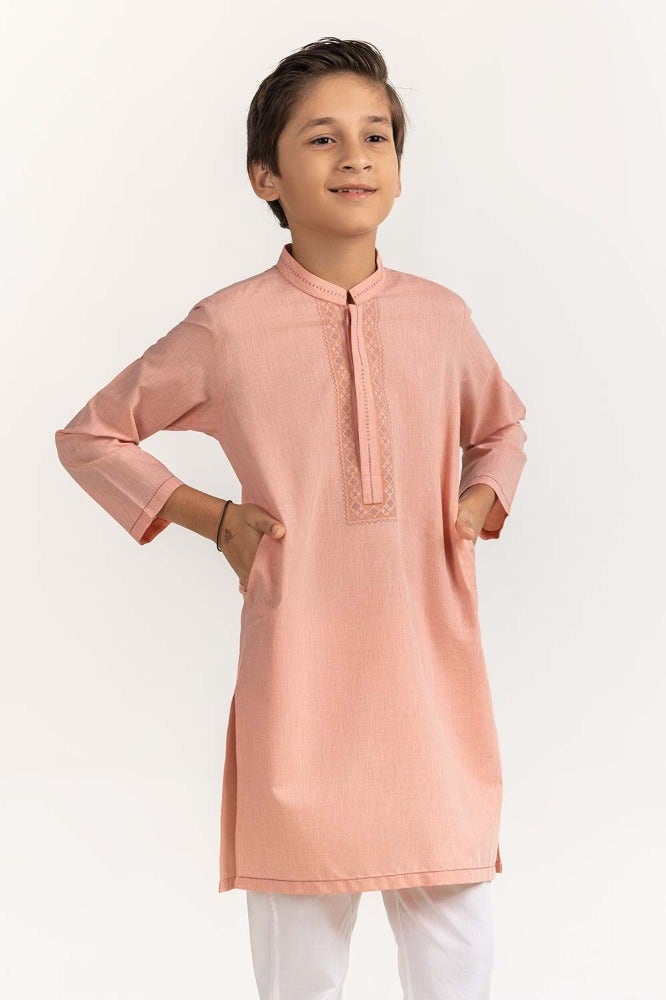 Gul Ahmed 1 PC Peach Styling Kurta KR-KSTY24-007