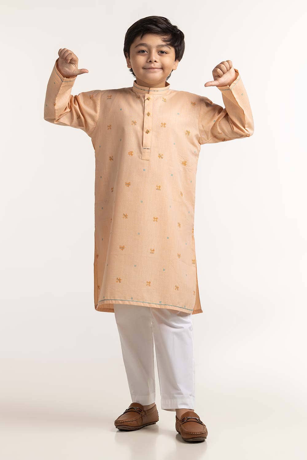 Gul Ahmed 1 PC Peach Styling Kurta KR-KSTY24-013