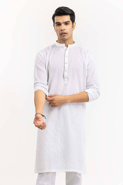 Gul Ahmed Ready to Wear White Basic Kurta KR-PLN22-028