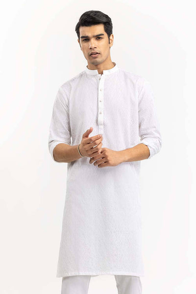 Gul Ahmed Ready to Wear White Basic Kurta KR-PLN22-028