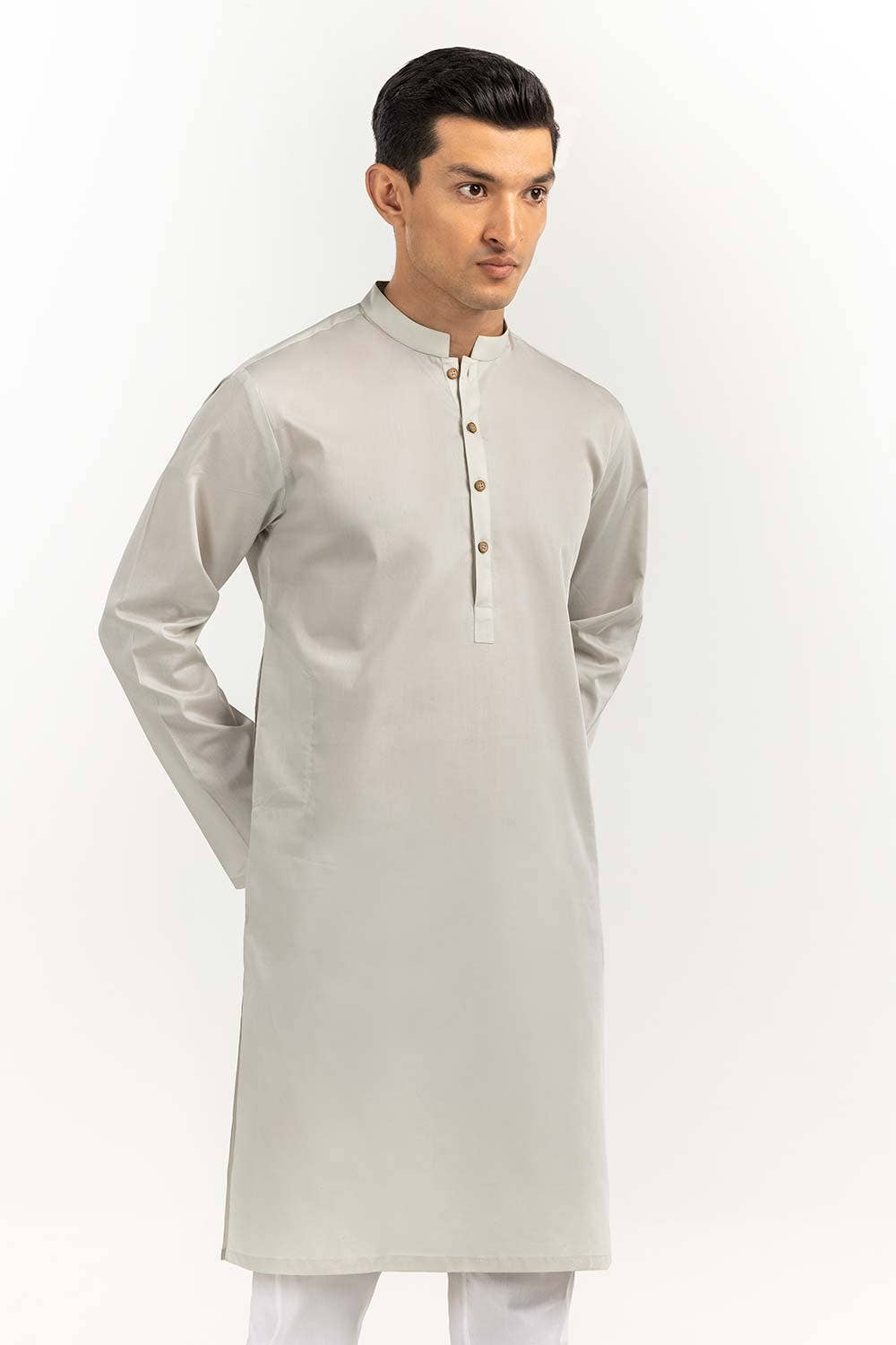 Gul Ahmed Ready to Wear Men's Lite Green Basic Kurta KR-PLN22-049