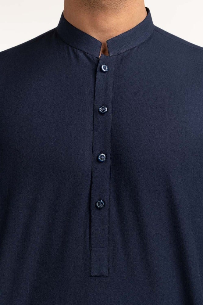 Gul Ahmed Ready to Wear Men's Navy Blue Basic Kurta KR-PLN24-009