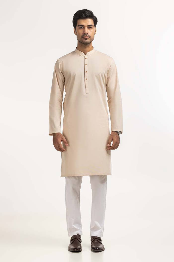 Gul Ahmed Ready to Wear Light Brown Basic Kurta KR-PLN24-021