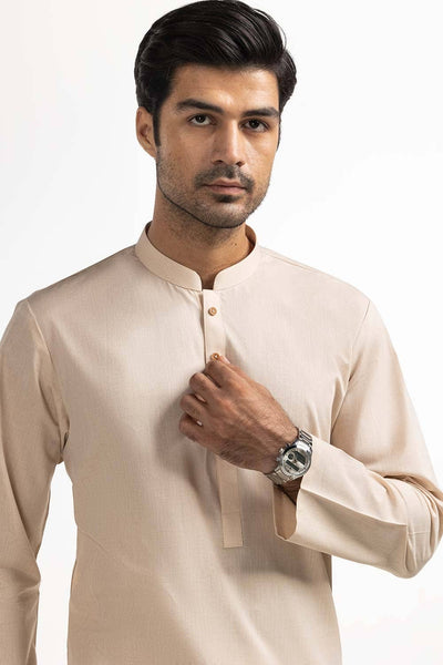 Gul Ahmed Ready to Wear Light Brown Basic Kurta KR-PLN24-021