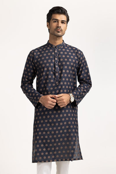 Gul Ahmed Ready to Wear Navy Blue Styling Kurta KR-PLN24-027