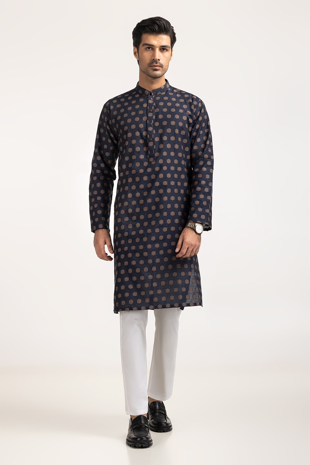 Gul Ahmed Ready to Wear Navy Blue Styling Kurta KR-PLN24-027