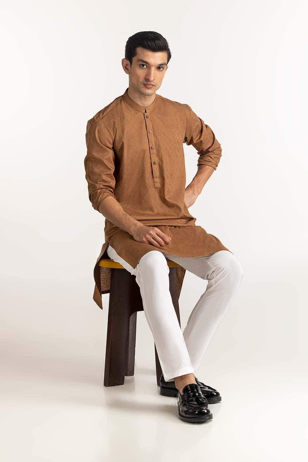 Gul Ahmed Ready to Wear Camel Basic Kurta KR-PLN24-029