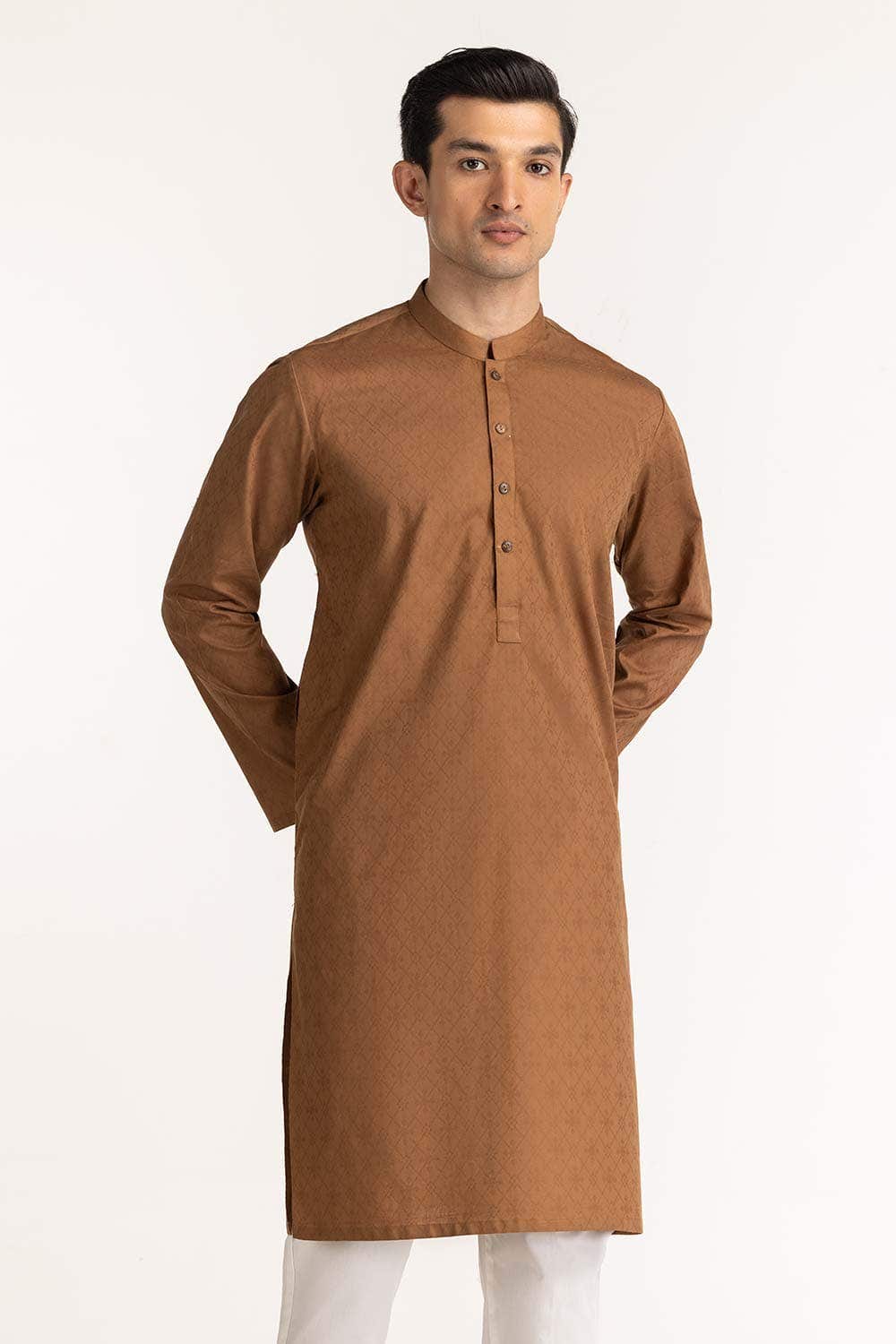 Gul Ahmed Ready to Wear Camel Basic Kurta KR-PLN24-029