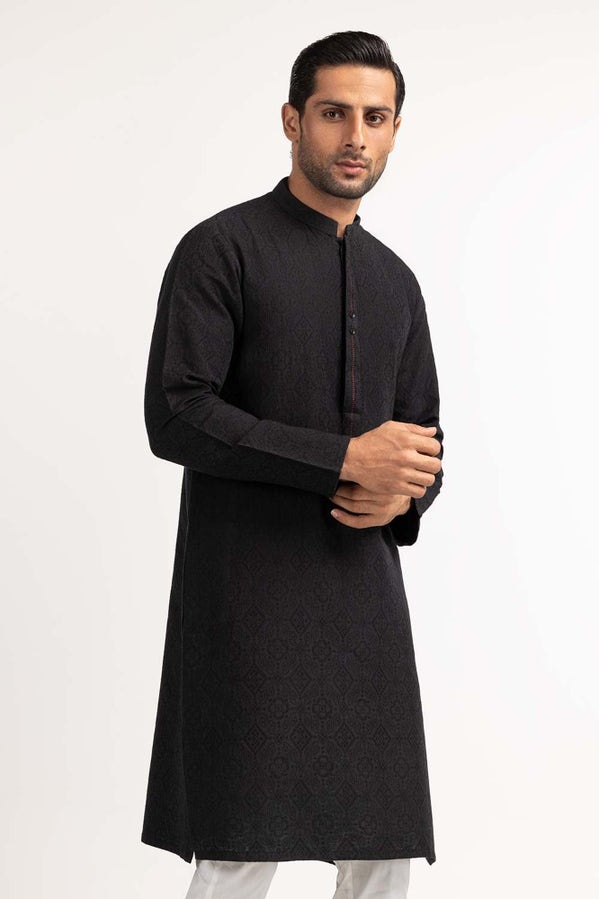 Gul Ahmed Ready to Wear Black Styling Kurta KR-STY24-003