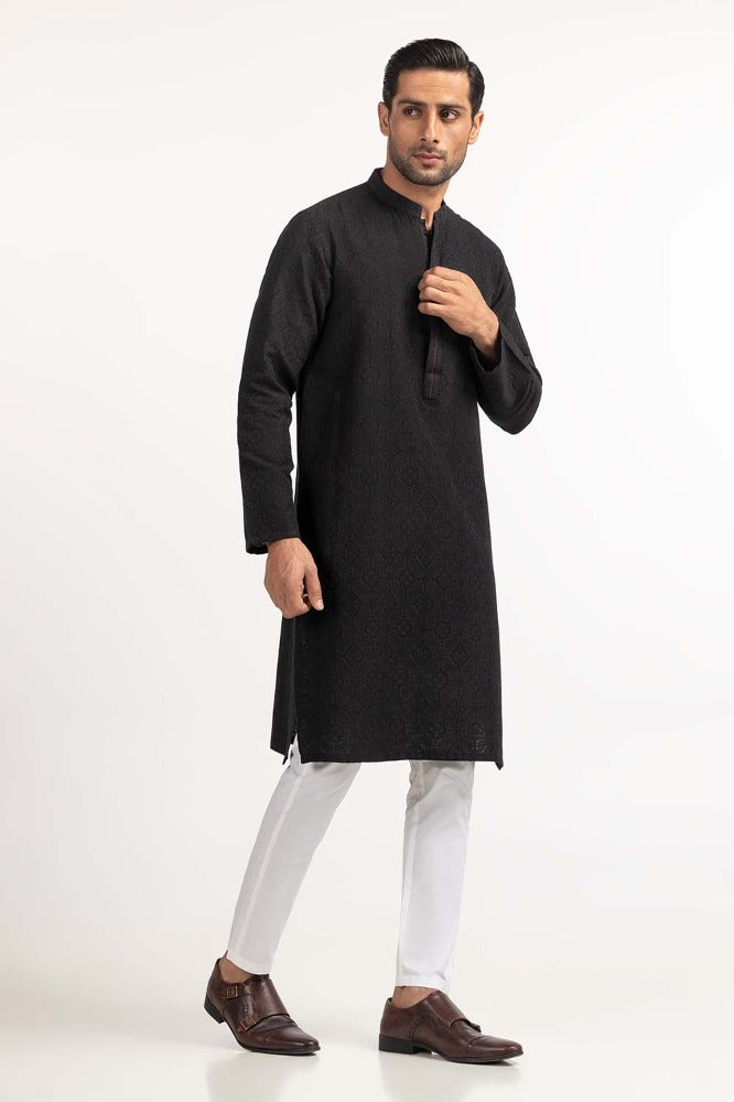 Gul Ahmed Ready to Wear Black Styling Kurta KR-STY24-003