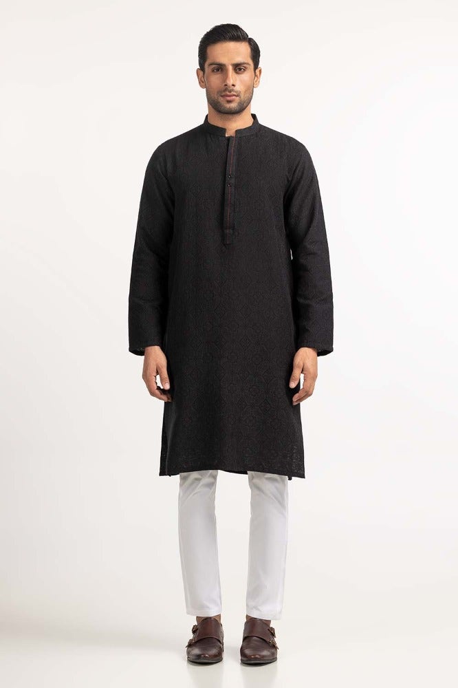 Gul Ahmed Ready to Wear Black Styling Kurta KR-STY24-003