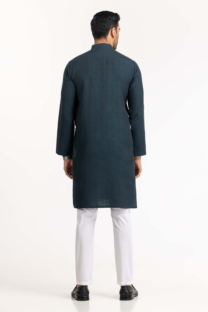 Gul Ahmed Ready to Wear Men's Deep Teal Basic Kurta KR-STY24-005