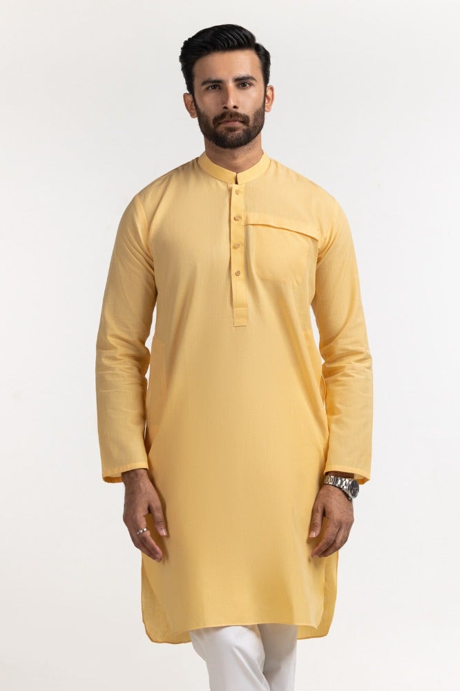 Gul Ahmed Ready to Wear Yellow Basic Kurta KR-STY24-013