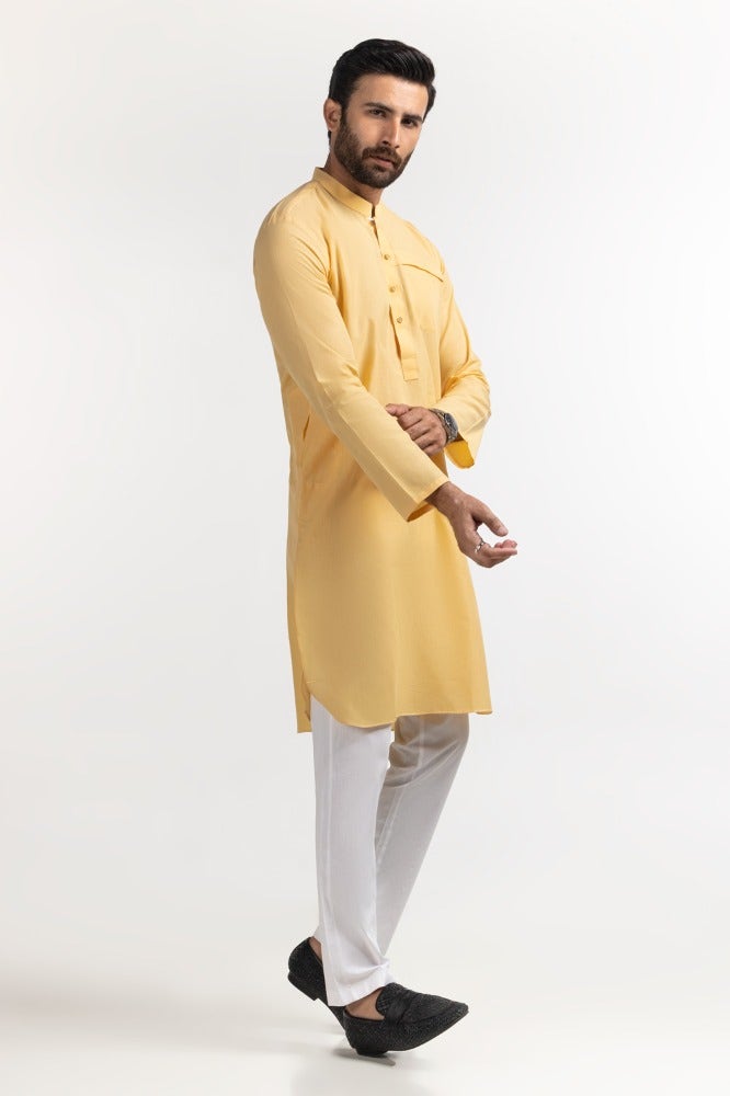 Gul Ahmed Ready to Wear Yellow Basic Kurta KR-STY24-013