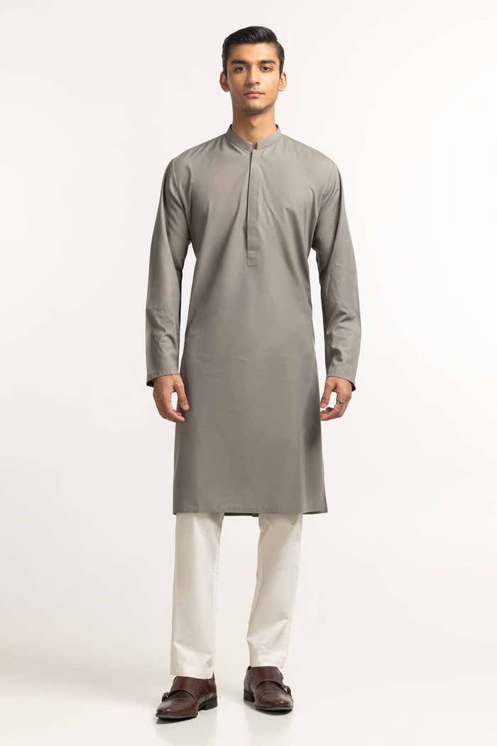 Gul Ahmed Ready to Wear Light Grey Styling Kurta KR-STY24-043