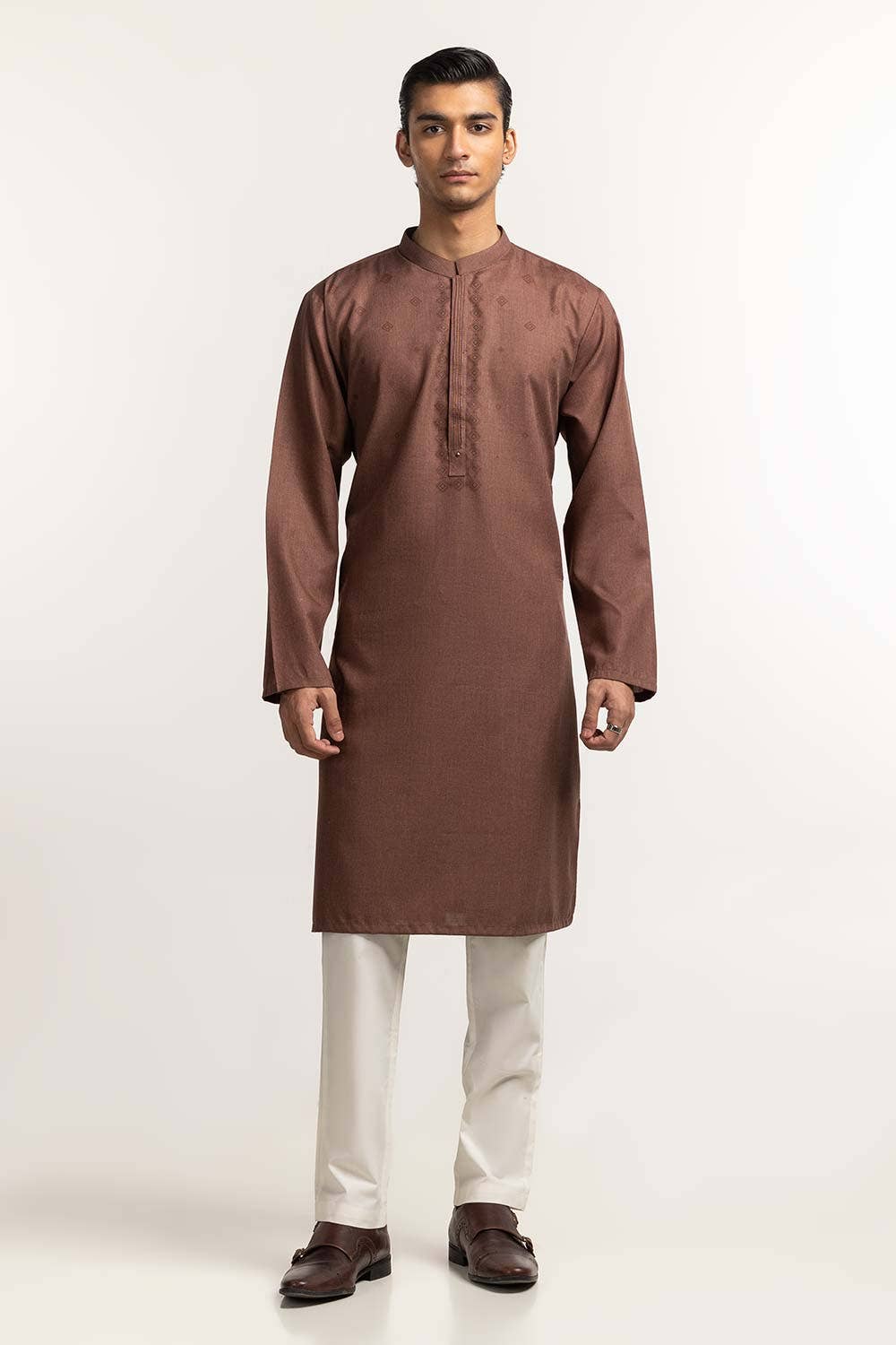 Gul Ahmed Ready to Wear Brown Styling Kurta KR-STY24-044