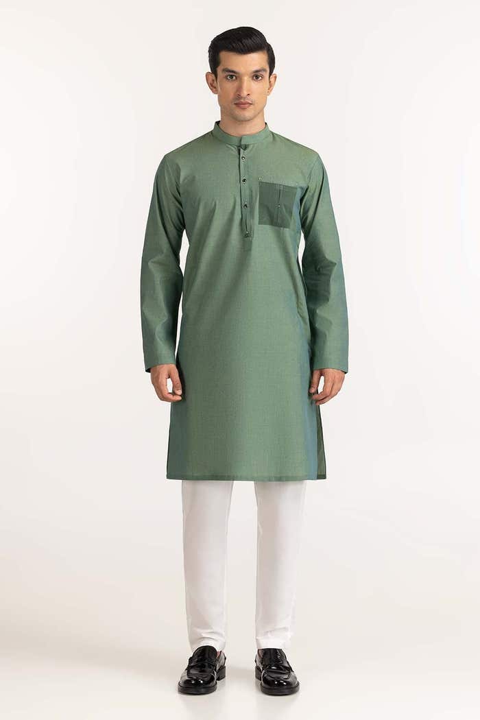 Gul Ahmed Ready to Wear Green Styling Kurta KR-STY24-048