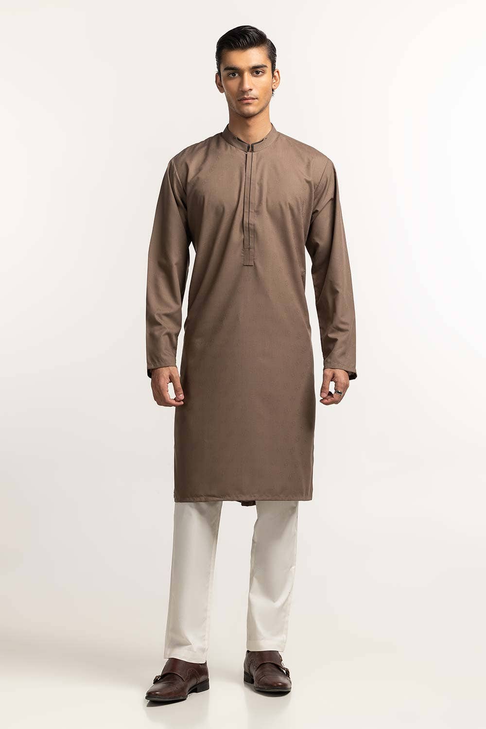 Gul Ahmed Ready to Wear Taupe Styling Kurta KR-STY24-050