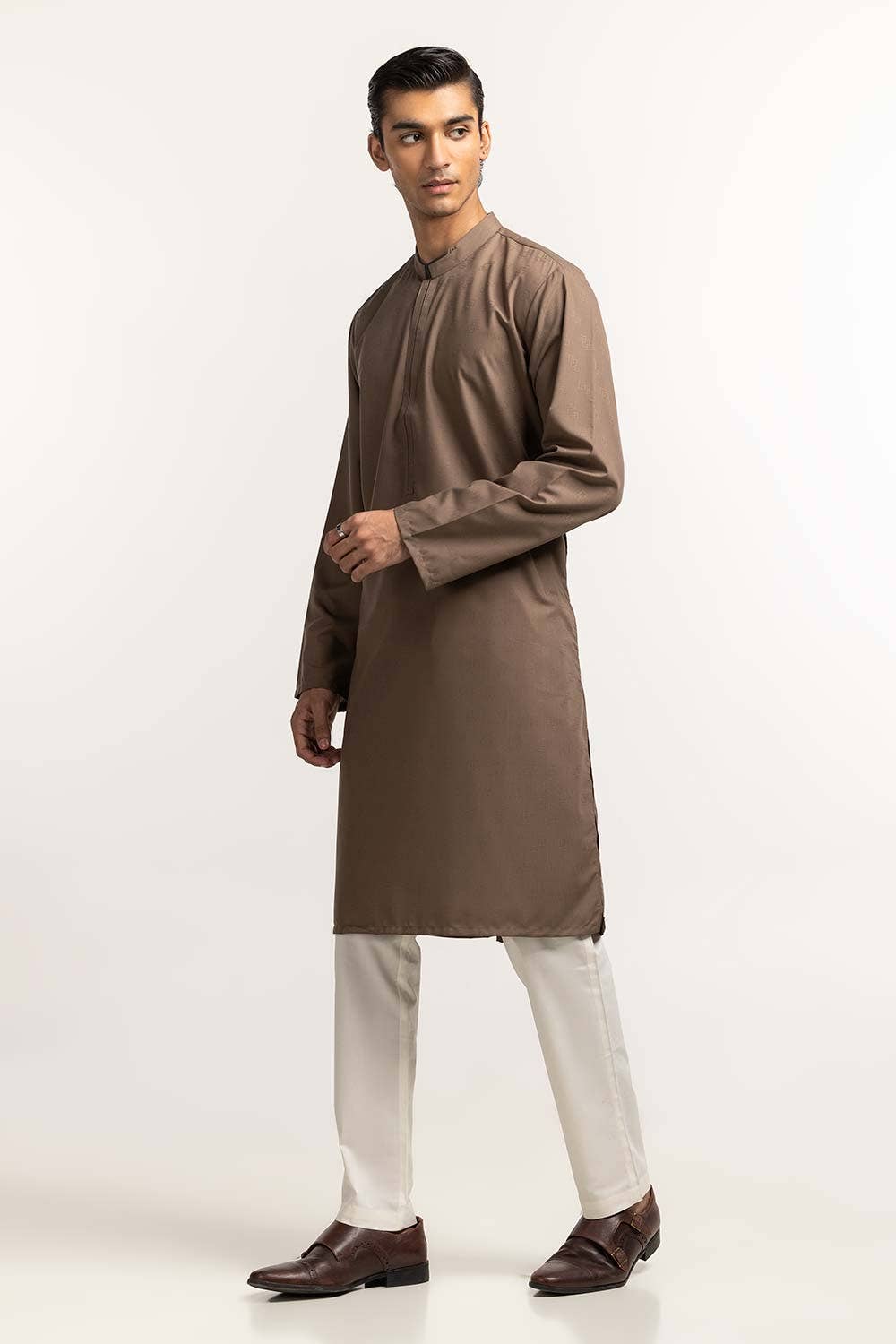 Gul Ahmed Ready to Wear Taupe Styling Kurta KR-STY24-050