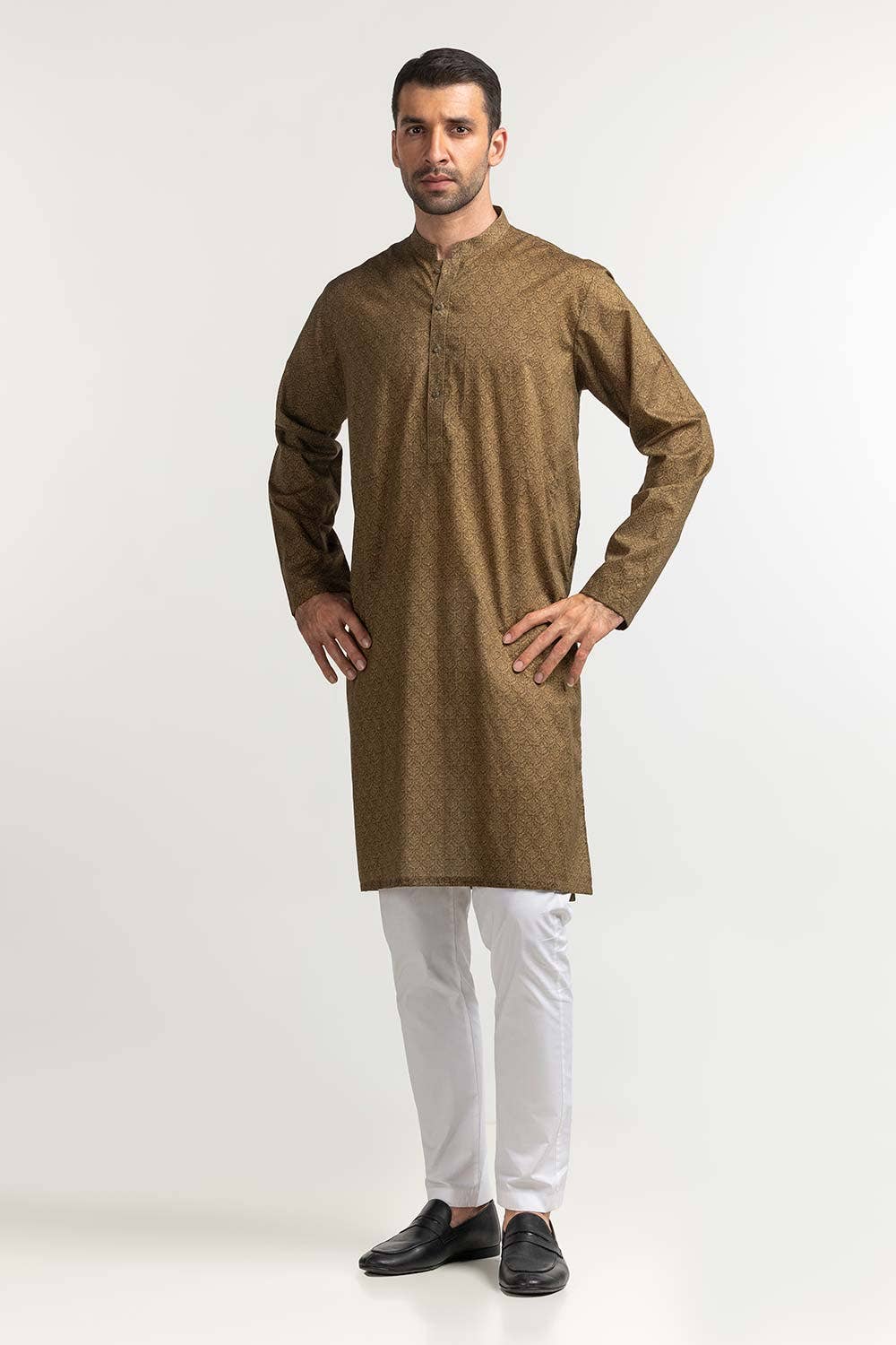 Gul Ahmed Ready to Wear Olive Styling Kurta KR-STY24-054