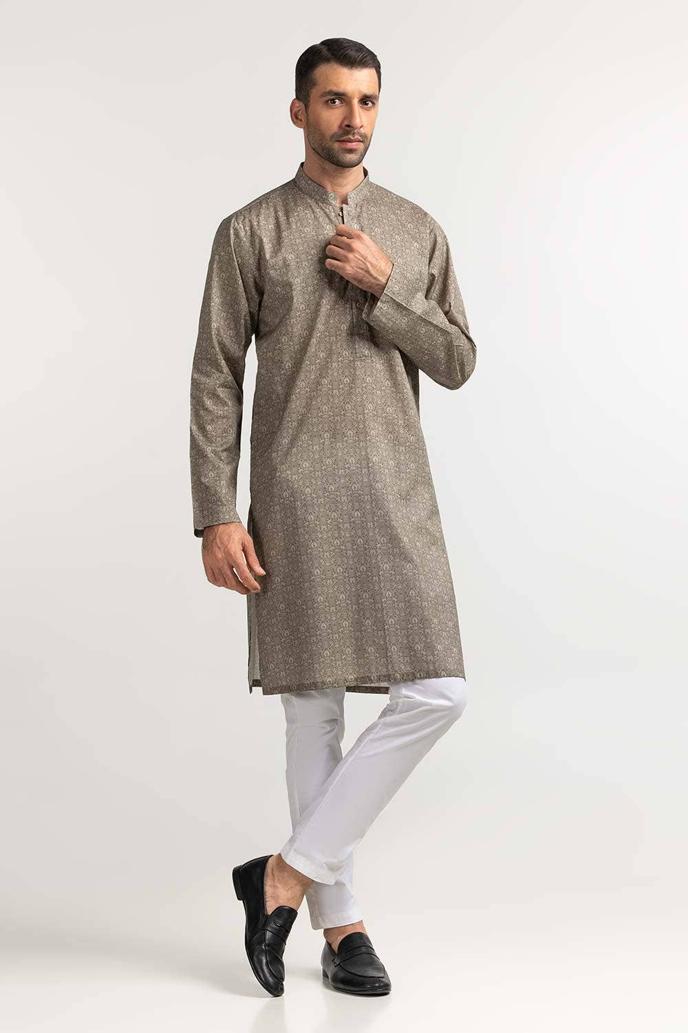 Gul Ahmed Ready to Wear Swamp Mud Styling Kurta KR-STY24-055