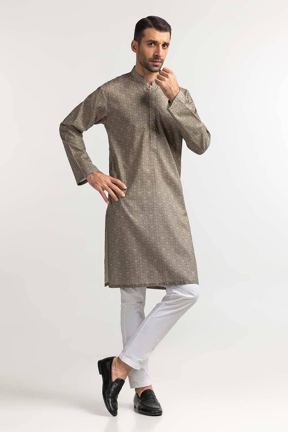 Gul Ahmed Ready to Wear Swamp Mud Styling Kurta KR-STY24-055