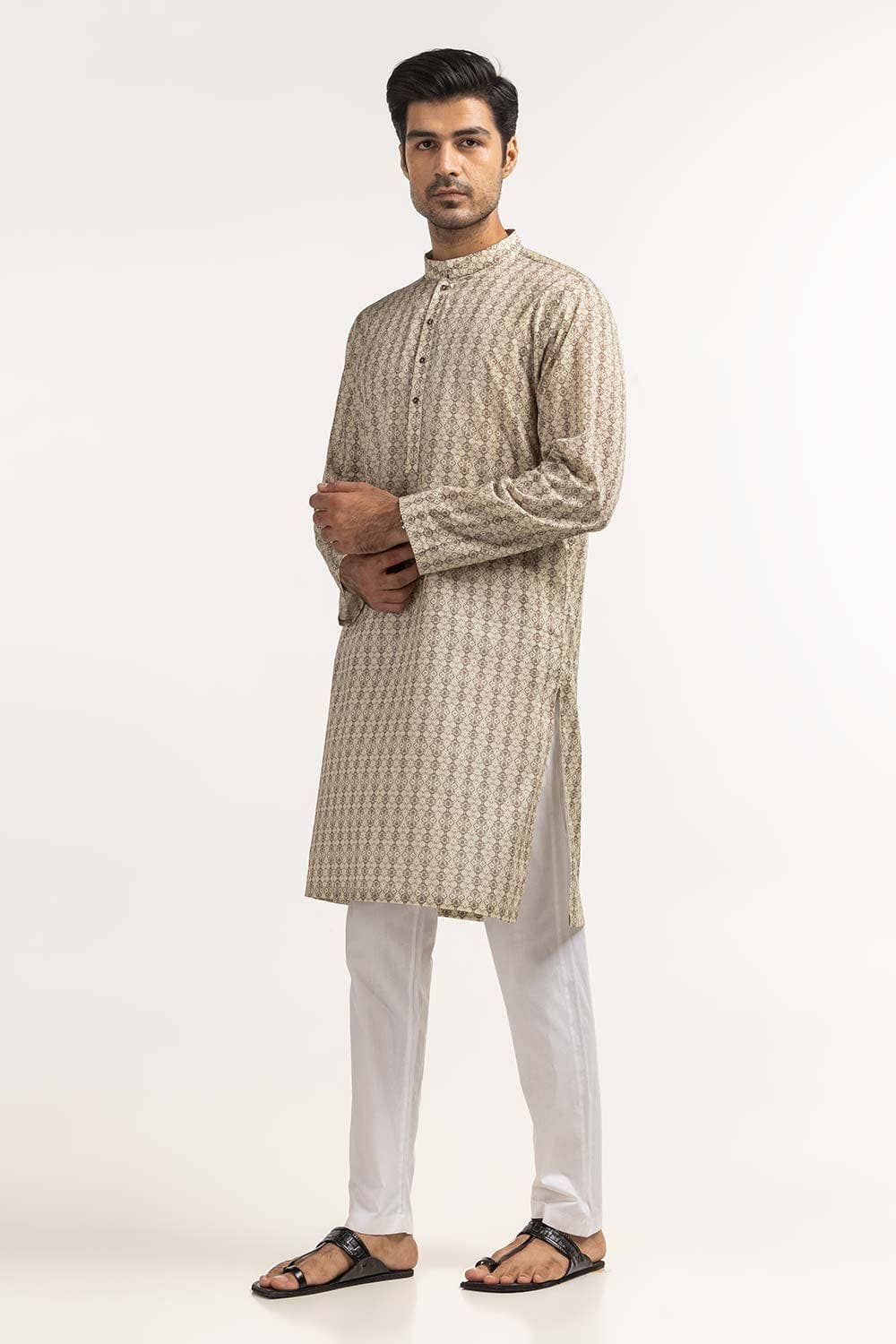 Gul Ahmed Ready to Wear Beige Styling Kurta KR-STY24-057