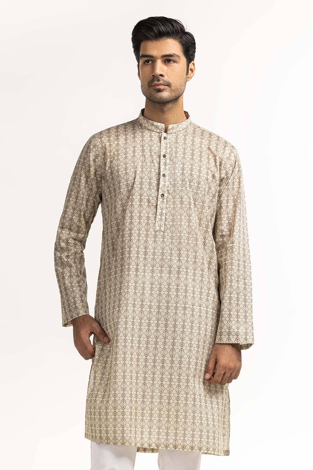 Gul Ahmed Ready to Wear Beige Styling Kurta KR-STY24-057