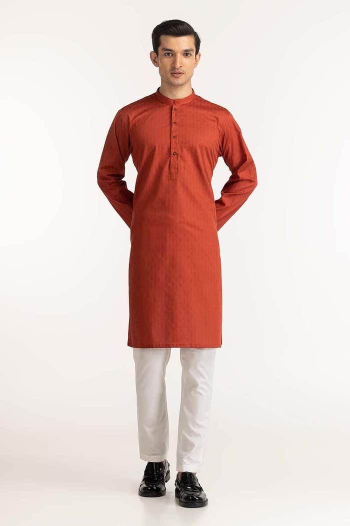 Gul Ahmed Ready to Wear Rust Basic Kurta KR-STY24-063