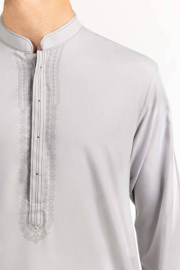 Gul Ahmed Ready to Wear Men's Grey Styling Kurta KS-913