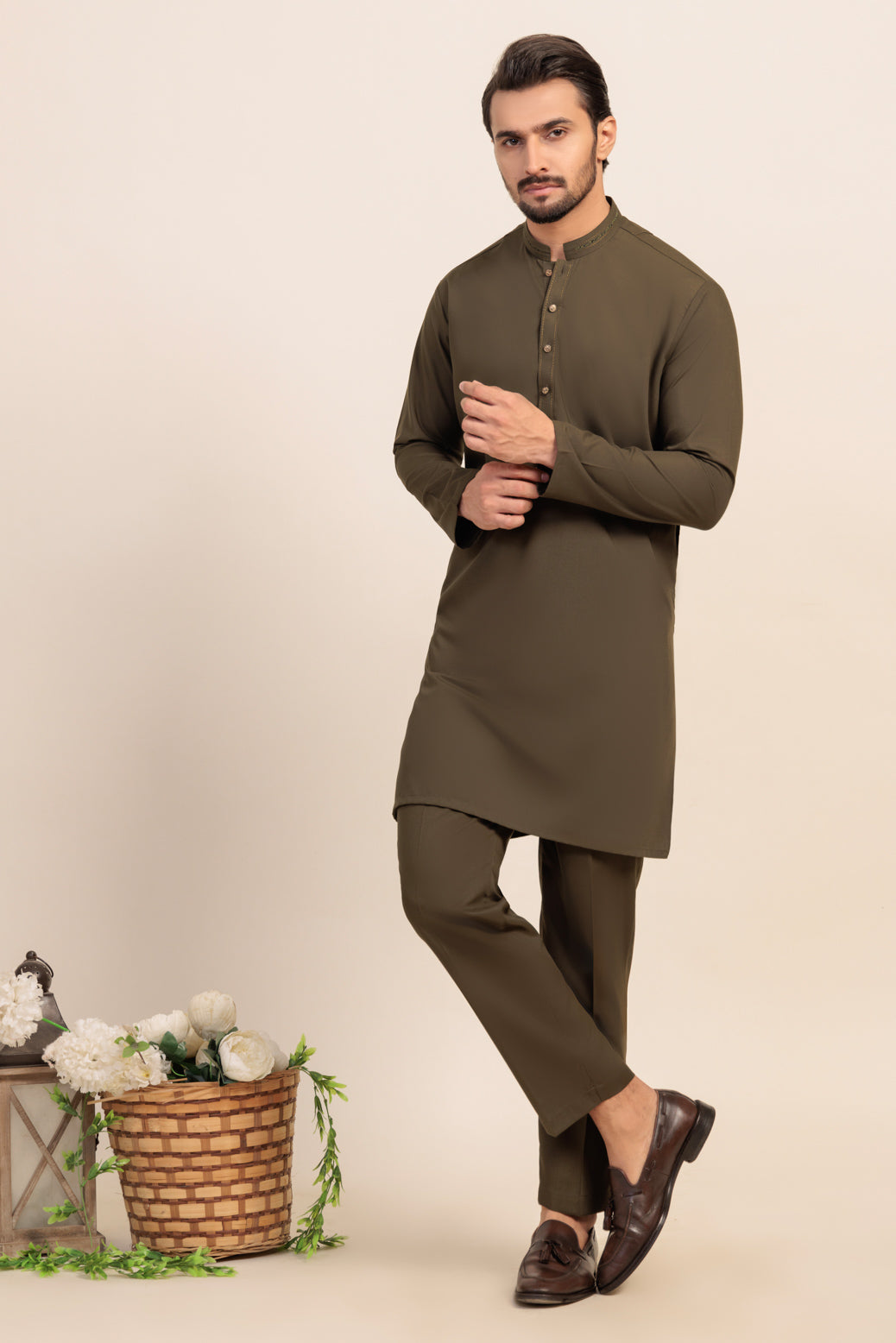 BONANZA MEN'S 2 PIECE G-TEA-BLENDED-KURTA TROUSER - KSR24-007