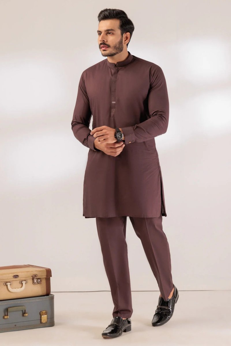 BONANZA MEN'S 2 PIECE D-COFFEE COTTON KURTA TROUSER SUIT - KSR24-024