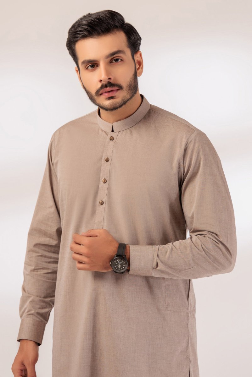 BONANZA MEN'S 2 PIECE HAZEL-YARN DYED-KURTA SHALWAR - KSRR24-014