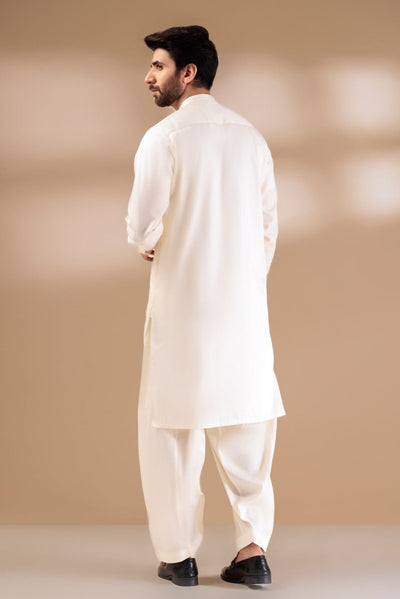 BONANZA MEN'S 2 PIECE CREAM-BLENDED-KURTA SHALWAR - KSRR24-023