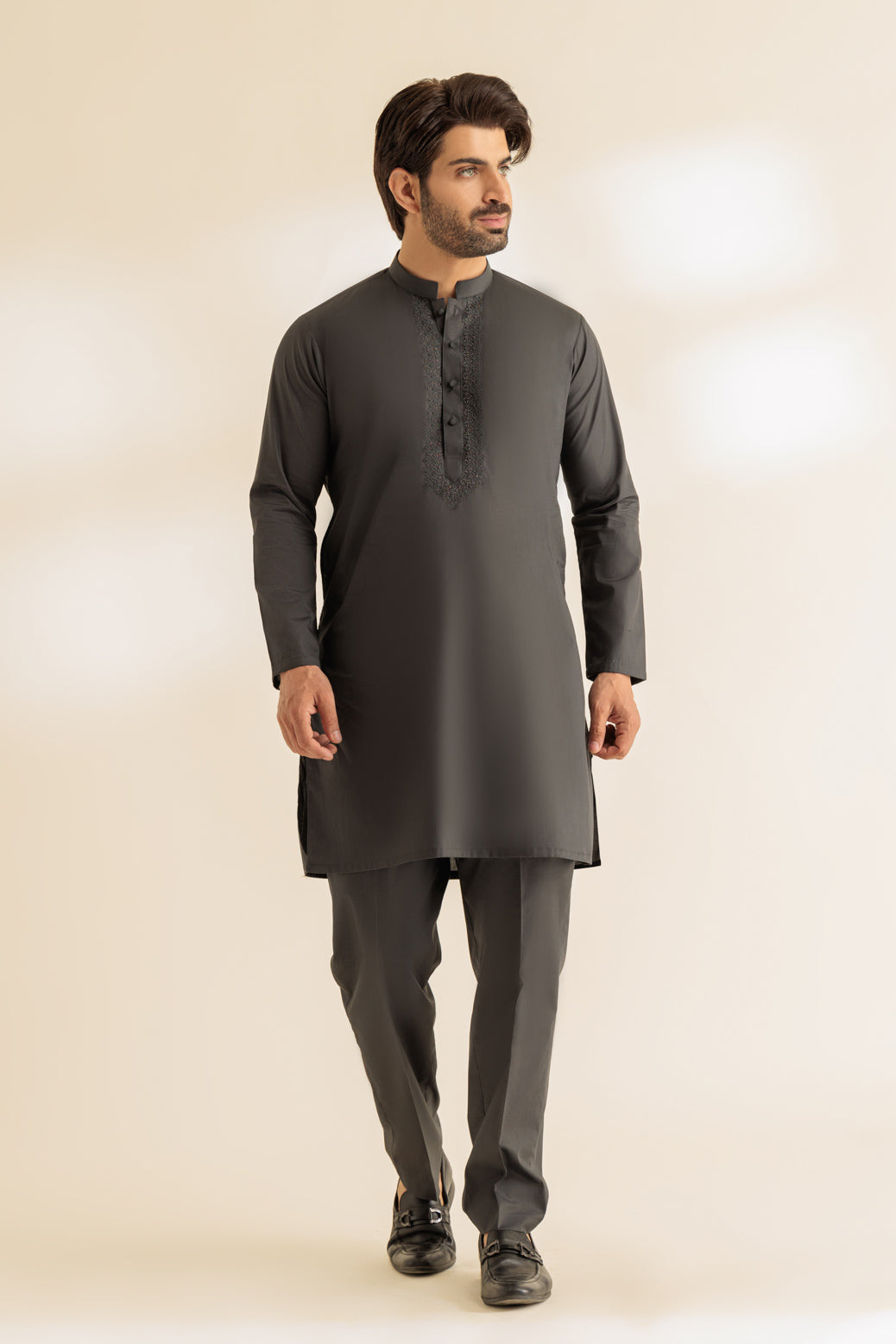 BONANZA MEN'S 2 PIECE SMOKE-COTTON-KURTA TROUSER - KSS24-022