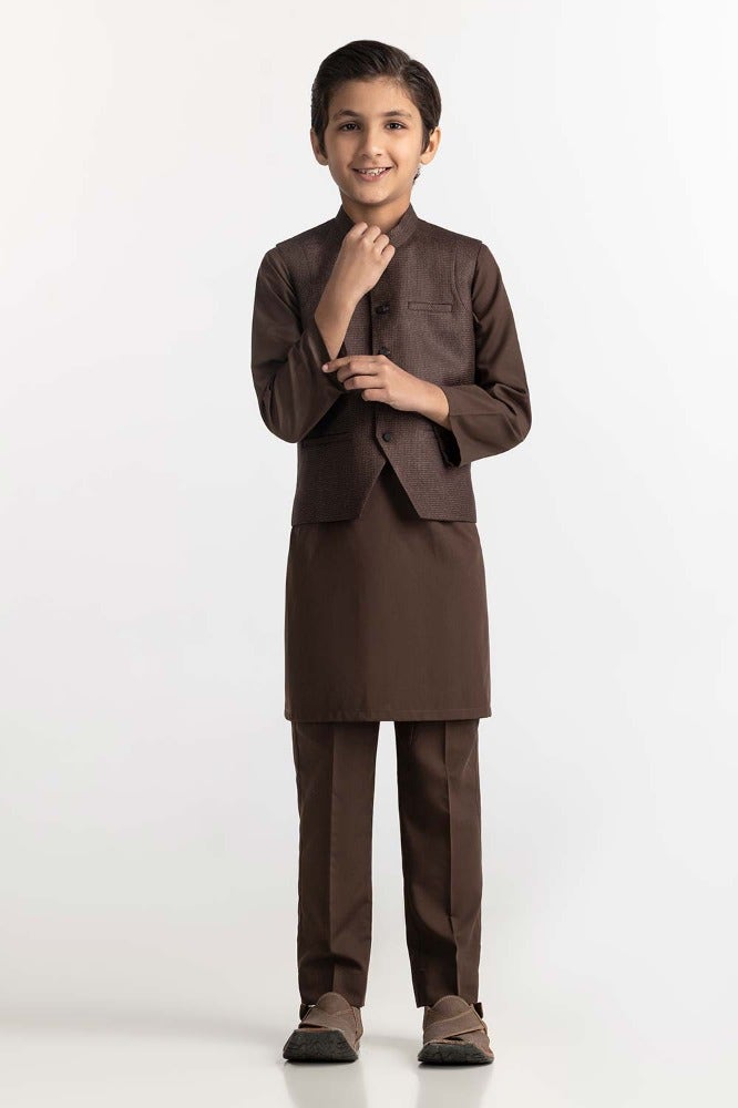 Gul Ahmed 1 PC Brown Styling Waist Coat KWC-PD24-001