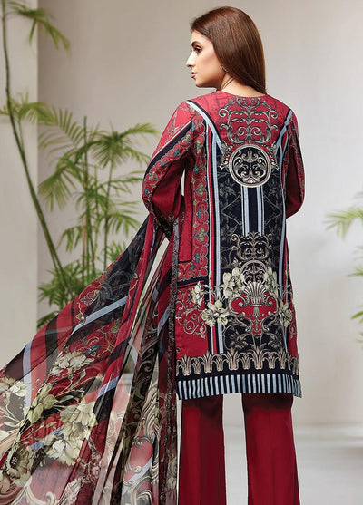 Farasha Embroidered Lawn Unstitched 3 Piece Suit L-09 Royal Scarlet