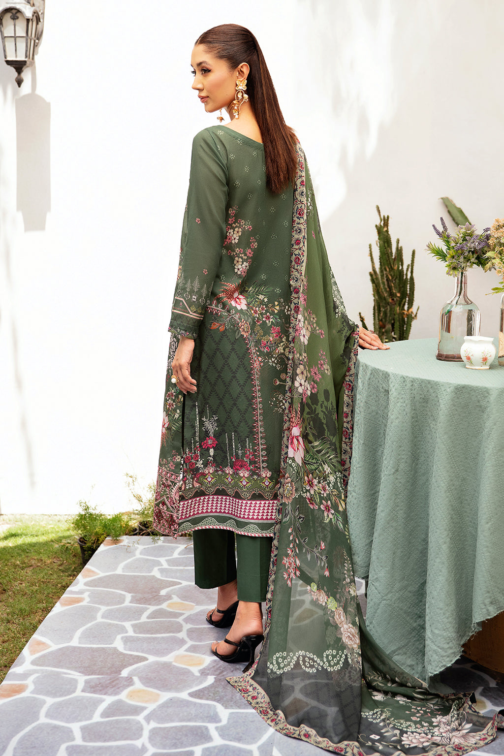 Ramsha 3 Piece Stitched Embroidered lawn Suit - L-1210