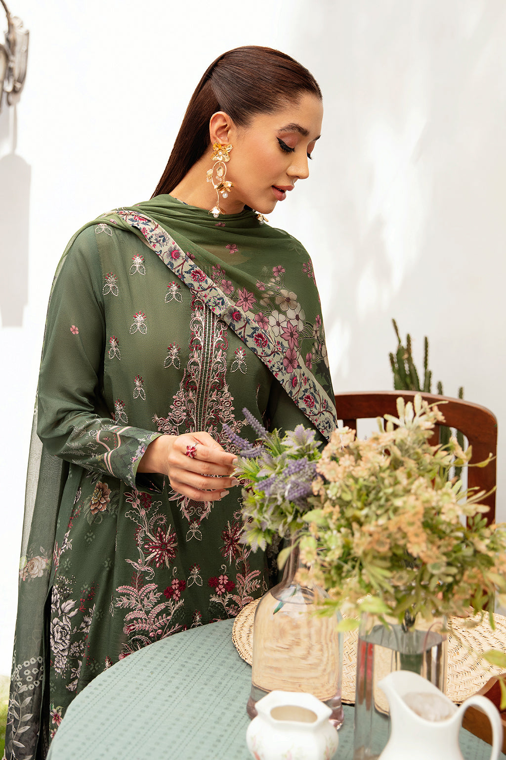 Ramsha 3 Piece Stitched Embroidered lawn Suit - L-1210