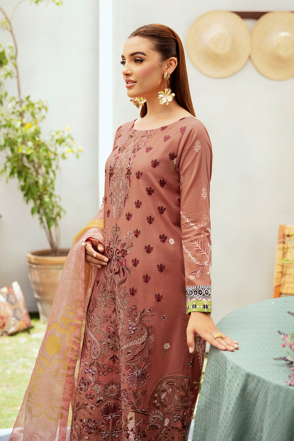 Ramsha 3 Piece Stitched Embroidered lawn Suit - L-1212