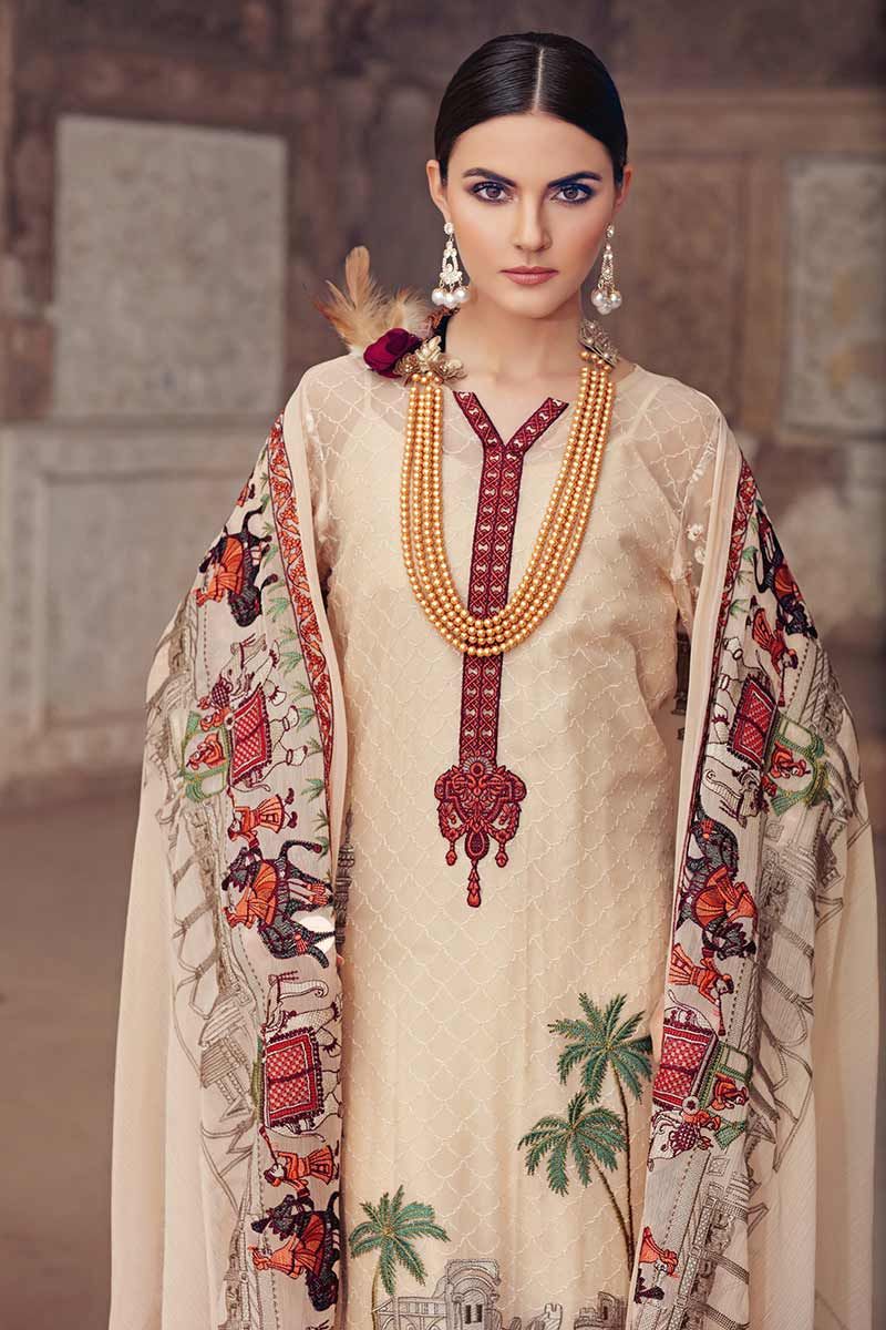 Gul Ahmed Embroidered Chiffon Unstitched 3 Piece Suit LE-05