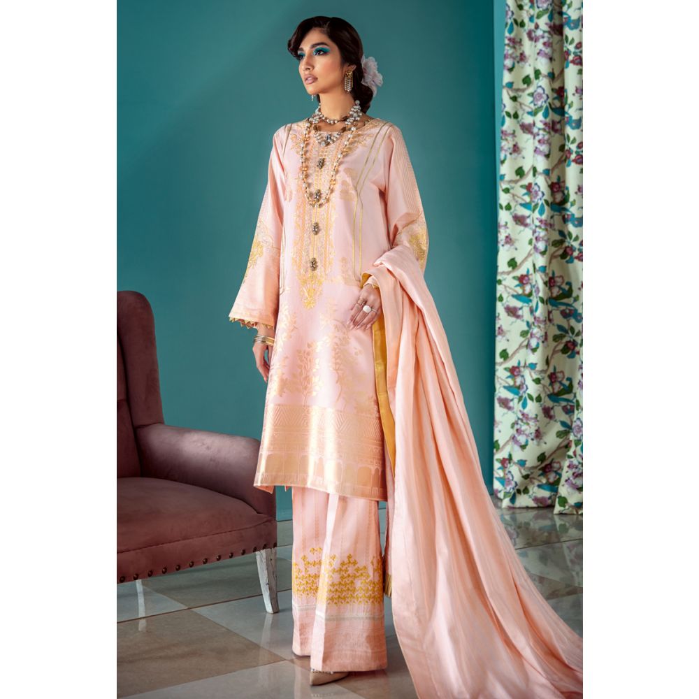 Embroidered Jacquard Unstitched 3 Piece Suit LE-19