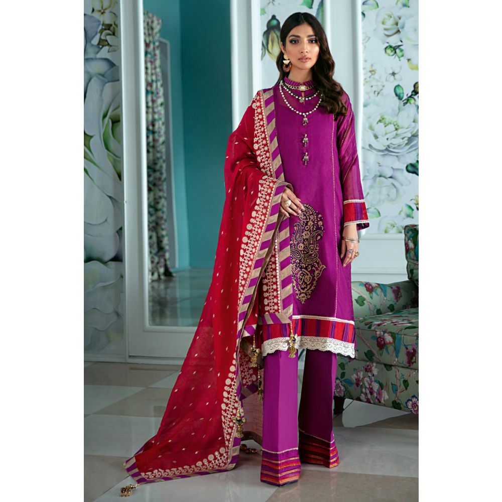 Gul Ahmed Printed Cotton Net Unstitched 3 Piece Suit LE-21