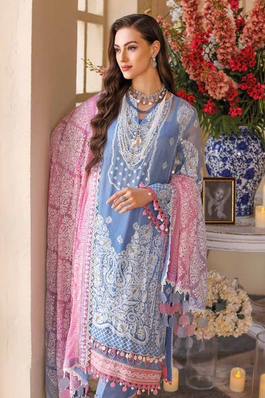 Gul Ahmed 3PC Embroidered Chiffon Unstitched Suit LE-32005