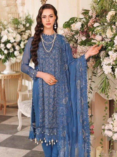 Gul Ahmed 3PC Embroidered Chiffon Unstitched Suit LE-32011