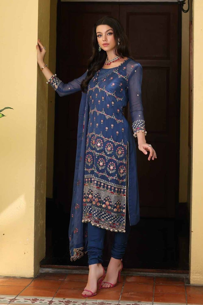 Gul Ahmed 3PC Embroidered Chiffon Unstitched Suit with Embroidered Chiffon Dupatta and Inner - LE-42014