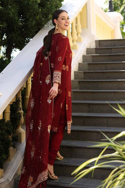 Gul Ahmed 3PC Embroidered Jacquard Unstitched Suit with Embroidered Cotton Net Dupatta - LE-42026